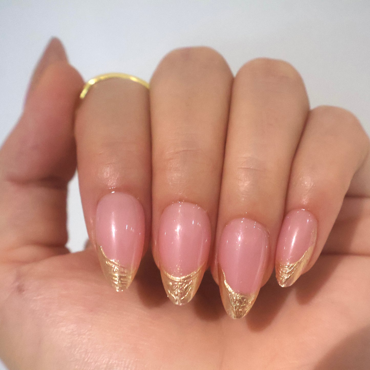 Gold Glitter French Tip Almond Press-On Nails