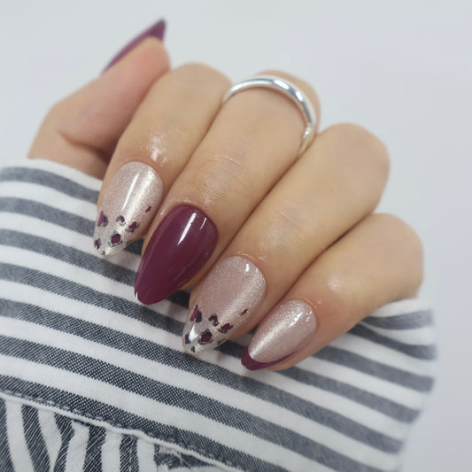 Modern Leopard Velvet Cat Eye Press On Nails