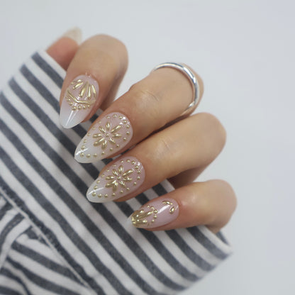 3D Gold Chrome Baroque Press On Nails