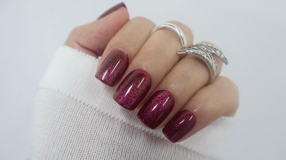 Ruby Shimmer Magnetic Velvet Nails