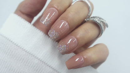 Nude Jelly Glitter Gradient Press-On Nails