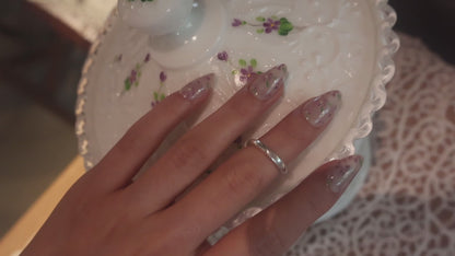 Vintage Lavender Floral Almond Press-On Nails