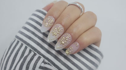 3D Gold Chrome Baroque Press On Nails